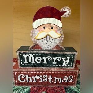 Festive Santa Christmas Block Decor